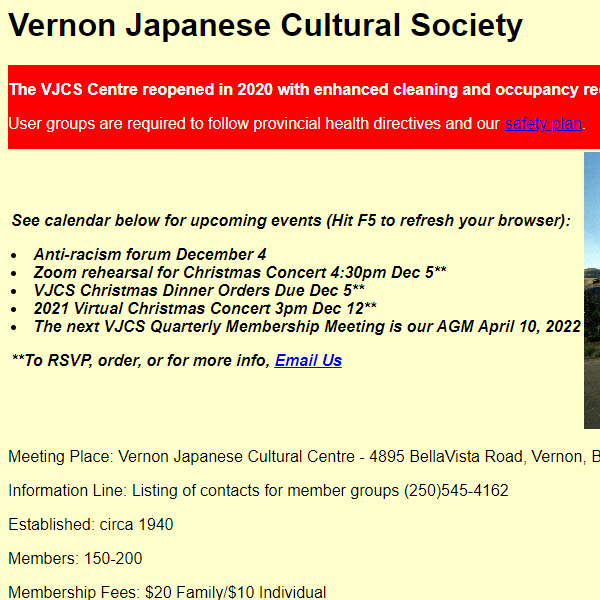 Vernon Japanese Cultural Society - Japanese organization in Vernon BC